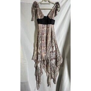 Free People You for Me Asymmetrical Shoulder Tie Vegan Leather Corset Dress 0